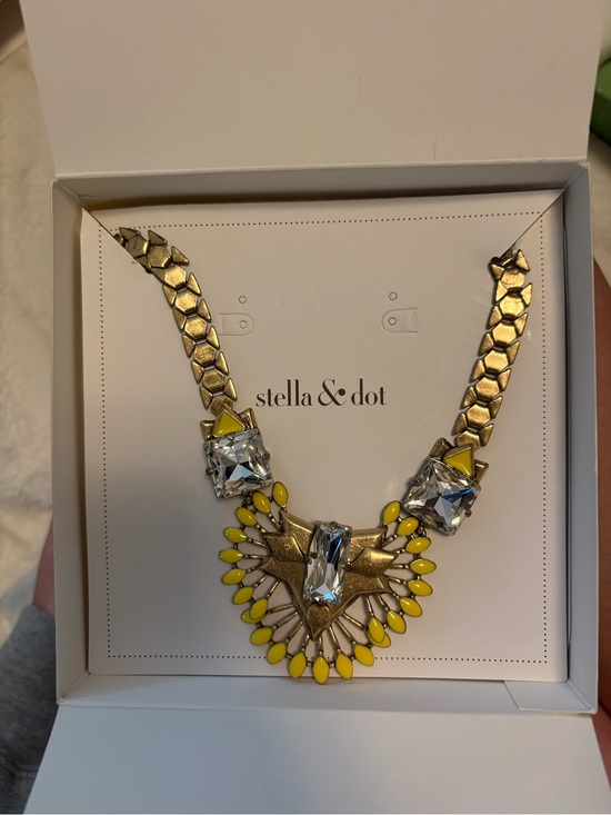 Stella & Dot Jewelry - Stella & Dot Gold Tone Necklace with Yellow Accents and Clear Crystals
